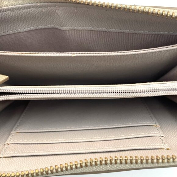 Fossil Gold Metallic Leather Zip Around Wallet Wristlet - Picture 3 of 4